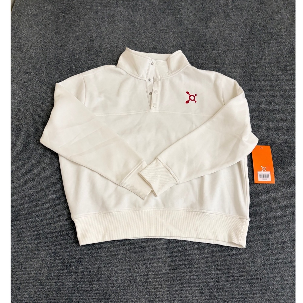 Orangetheory Fitness Snap Front Pullover Sweatshirt White Size XL 1537788-84 NWT